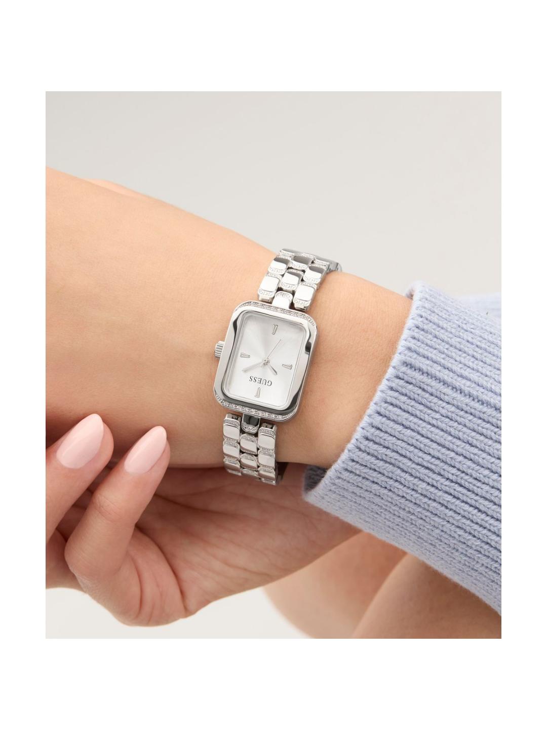 Guess Bejeweled Women 22 mm Silver Dial Analog Watch GW0865L1