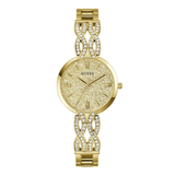 Guess Bejeweled Women 32 mm Gold Dial Analog Watch GW0868L2