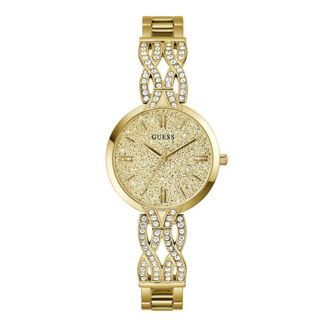 Guess Bejeweled Women 32 mm Gold Dial Analog Watch GW0868L2