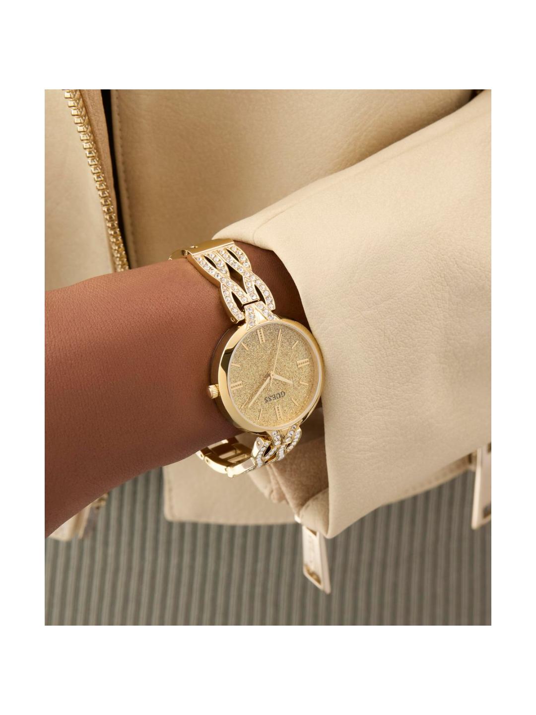 Guess Bejeweled Women 32 mm Gold Dial Analog Watch GW0868L2