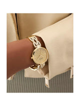 Guess Bejeweled Women 32 mm Gold Dial Analog Watch GW0868L2