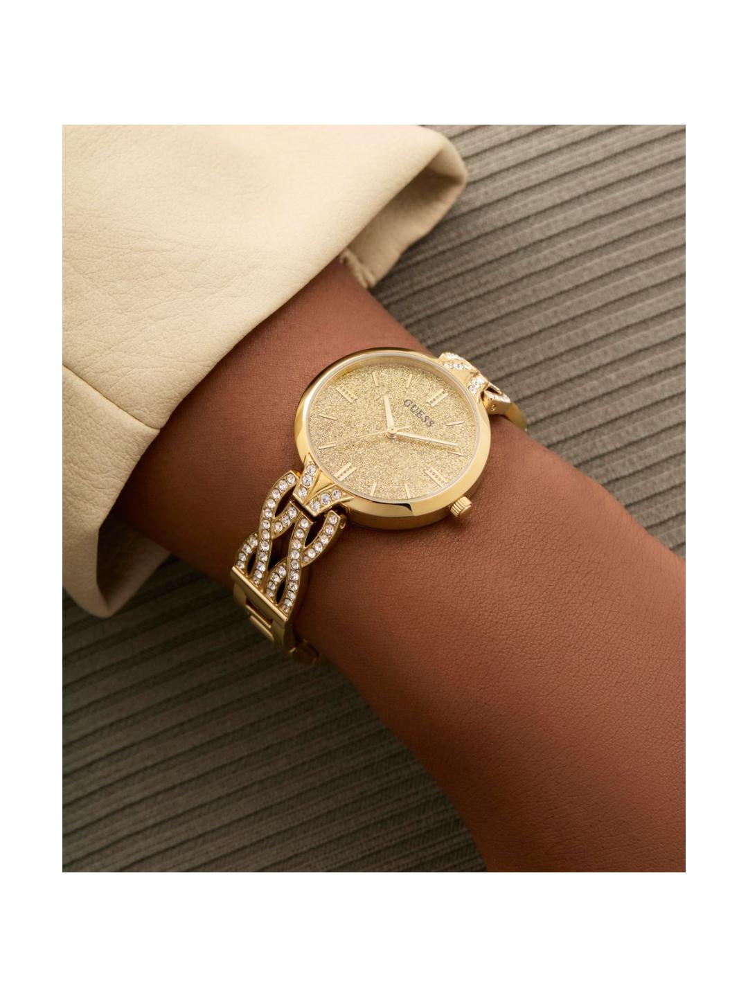 Guess Bejeweled Women 32 mm Gold Dial Analog Watch GW0868L2
