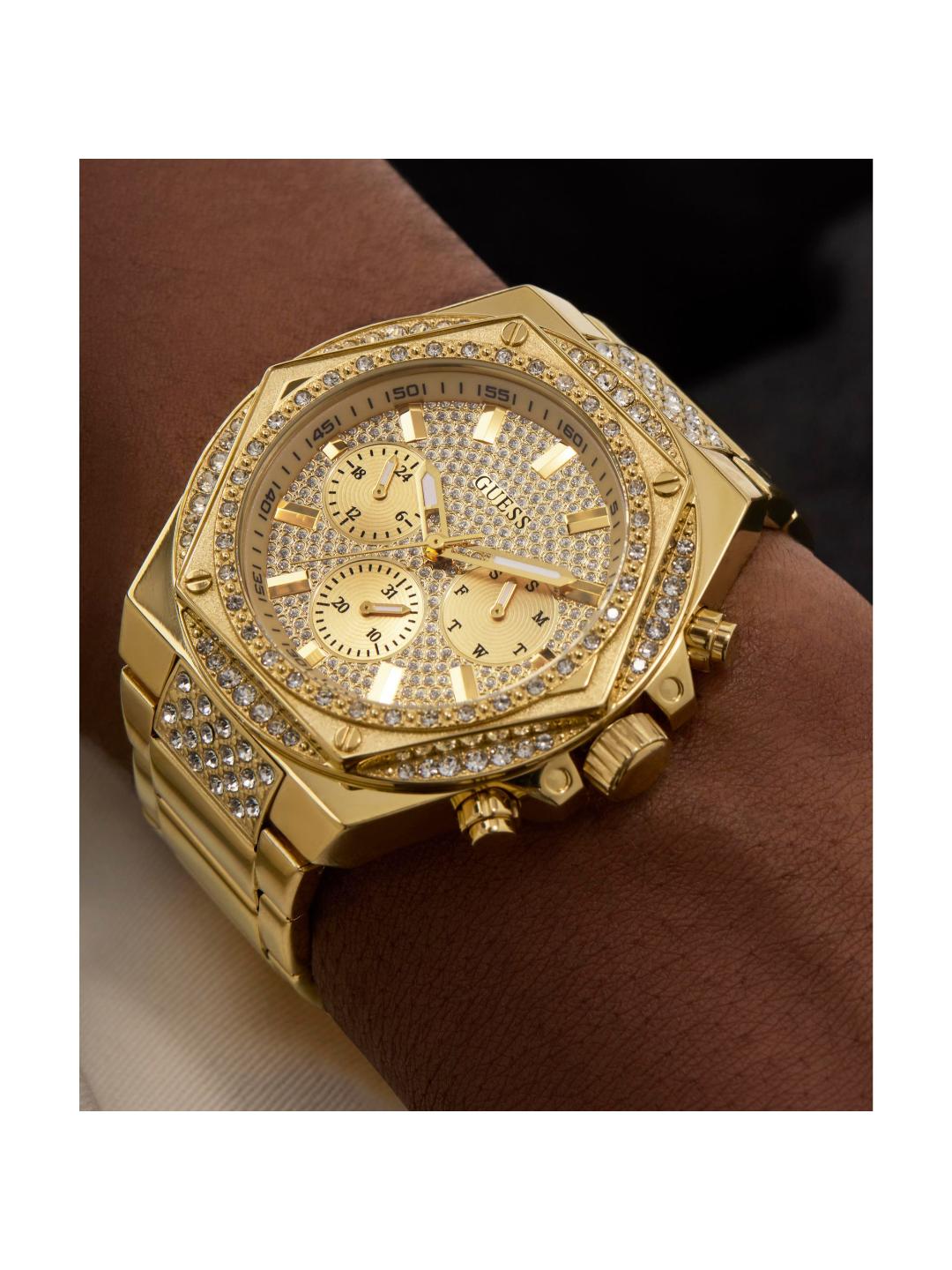 Guess Trend 47 mm Gold Dial Men Chrono Watch GW0899G2