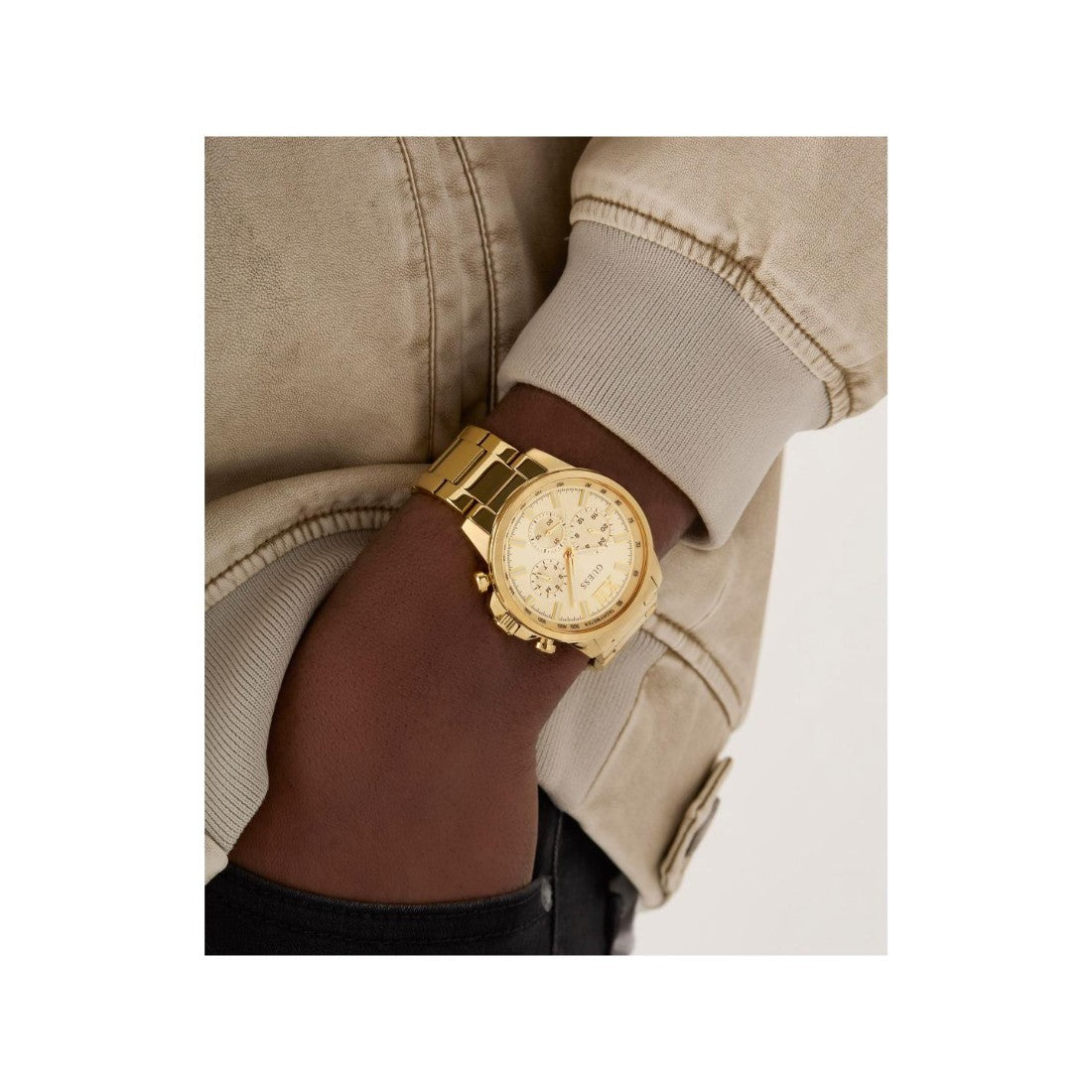 Guess Dress Men 44 mm Champagne Dial Chrono Watch GW0900G2