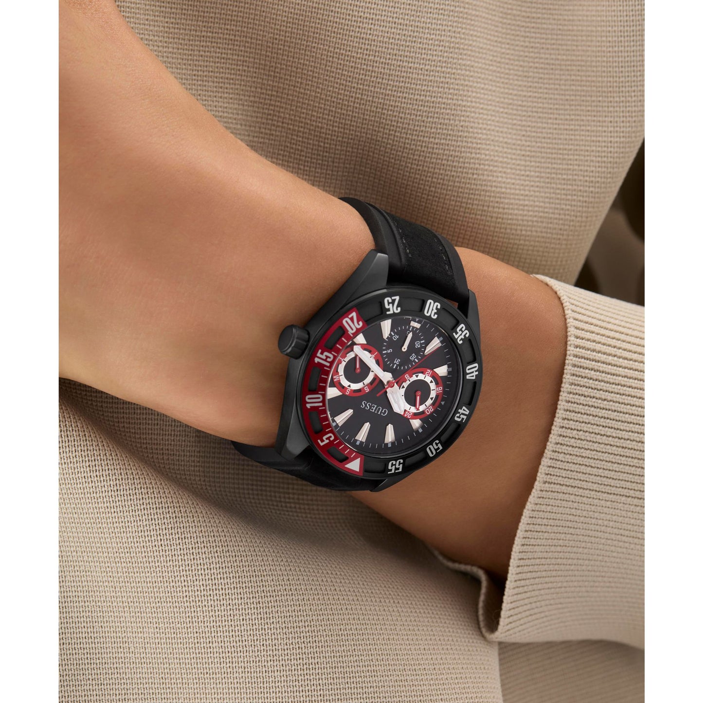 Guess Sport 44 mm Black Dial Men Chrono  Watch GW0903G2