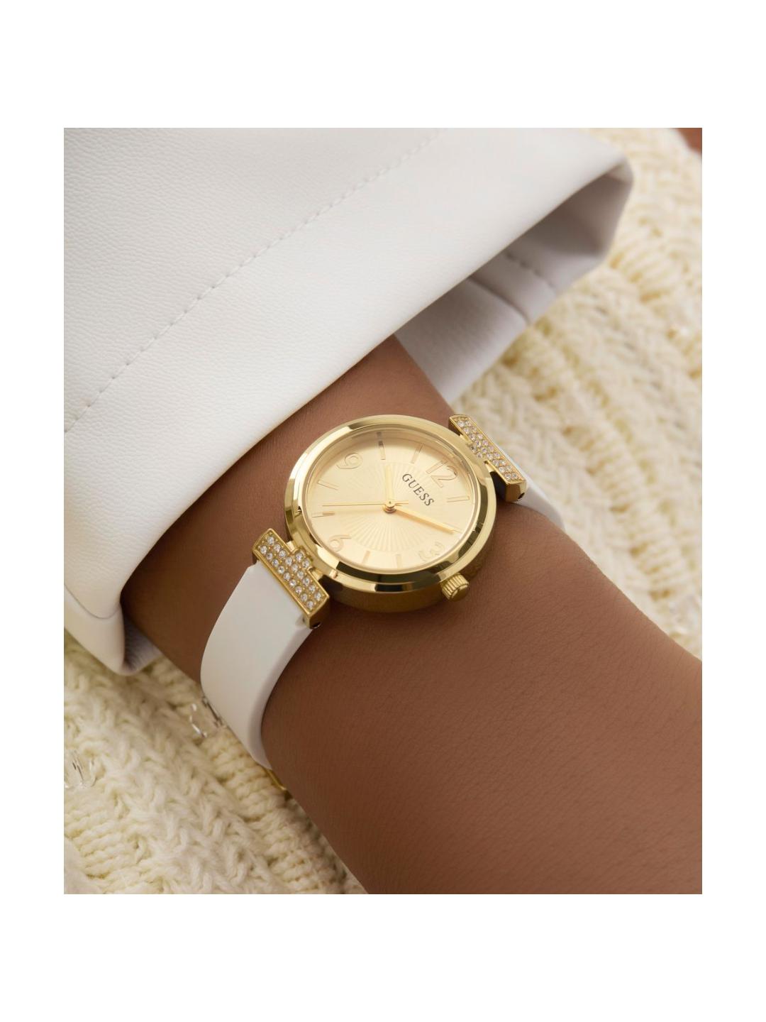 Guess Bejeweled Women 28 mm Gold Dial Analog Watch GW0912L2