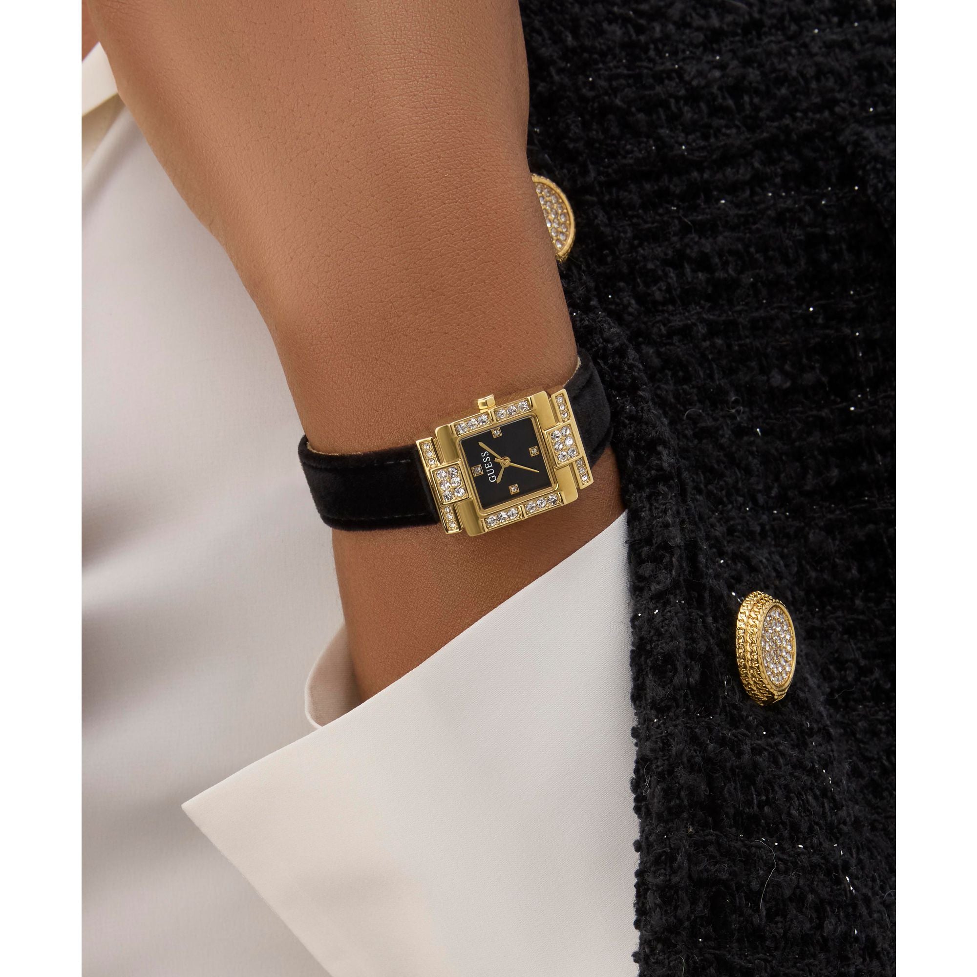 Guess Bejeweled 21 mm Black Dial Women Analog Watch GW0923L2
