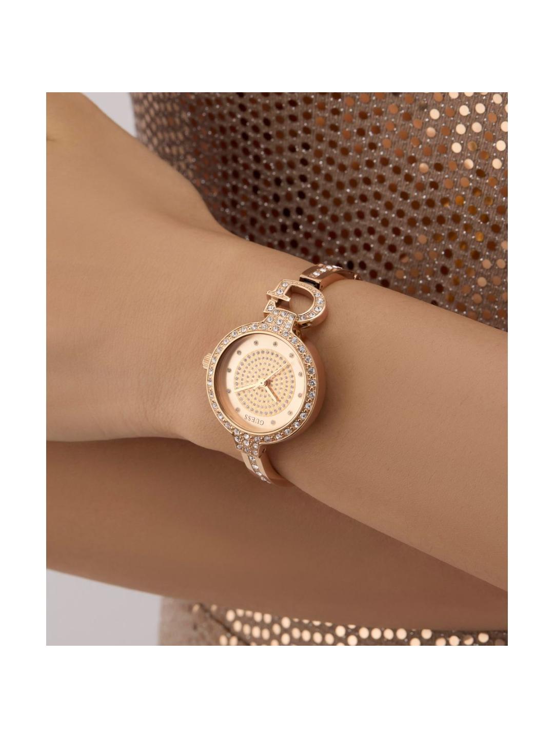 Guess Bejeweled Women 28 mm Rose Gold Dial Analog Watch GW0929L3