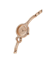 Rose gold watch with diamond accents on a white background