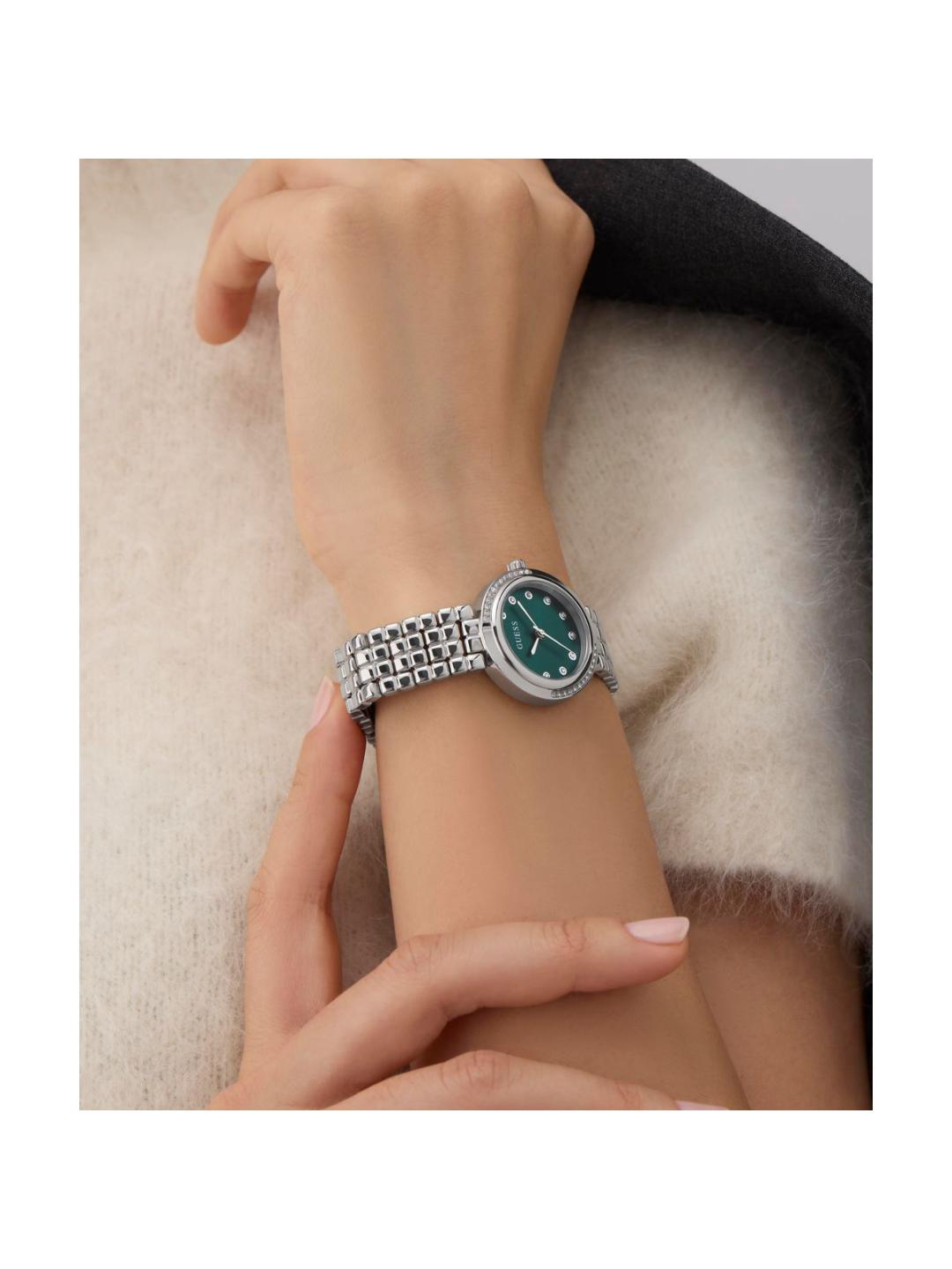 Guess Bejeweled 28 mm Green Dial Women Analog Watch GW0930L1