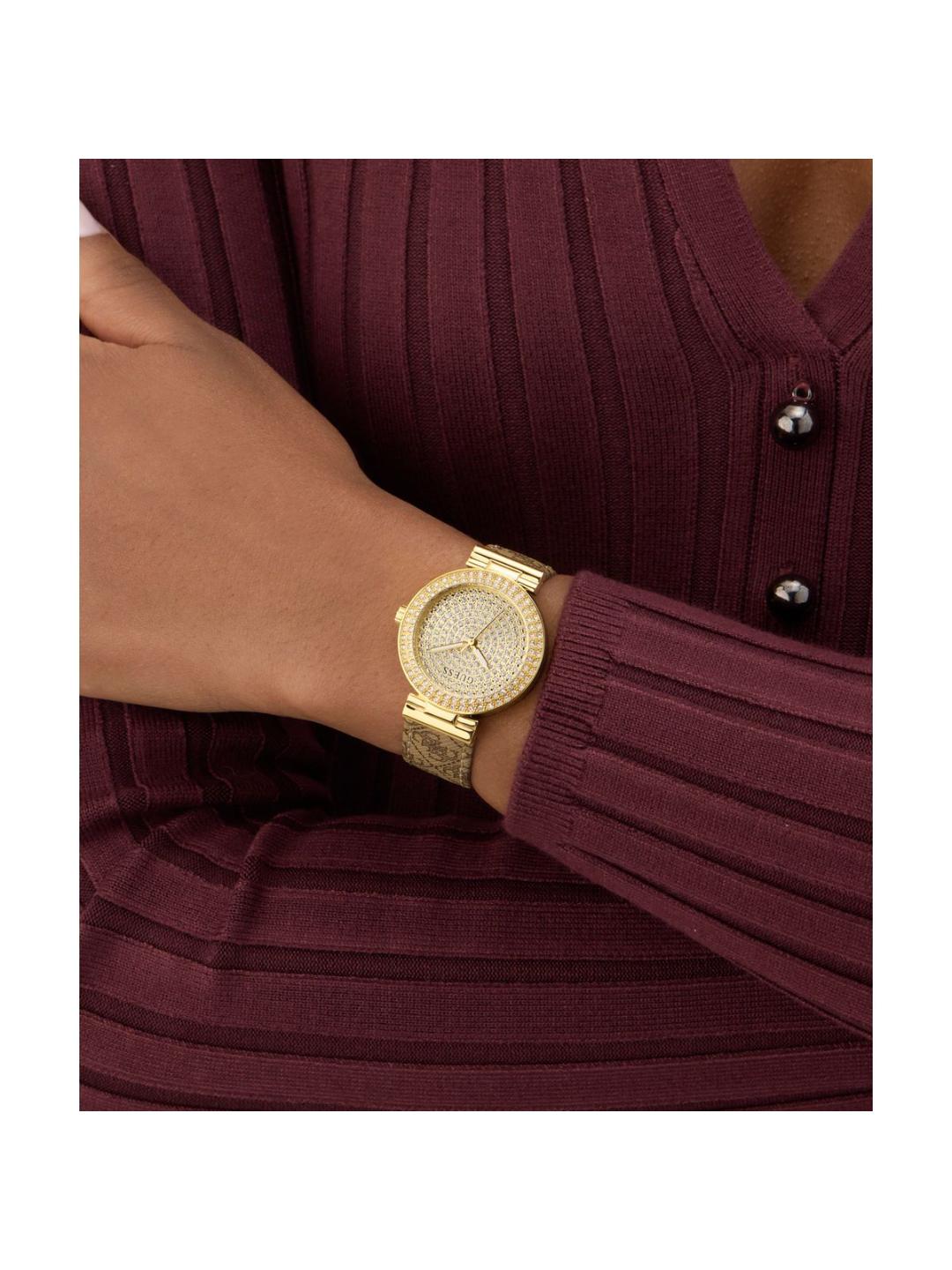 Guess Trend Women 32 mm Gold Dial Analog Watch GW0943L2