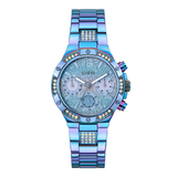 Multicolored watch with gemstone accents on a white background
