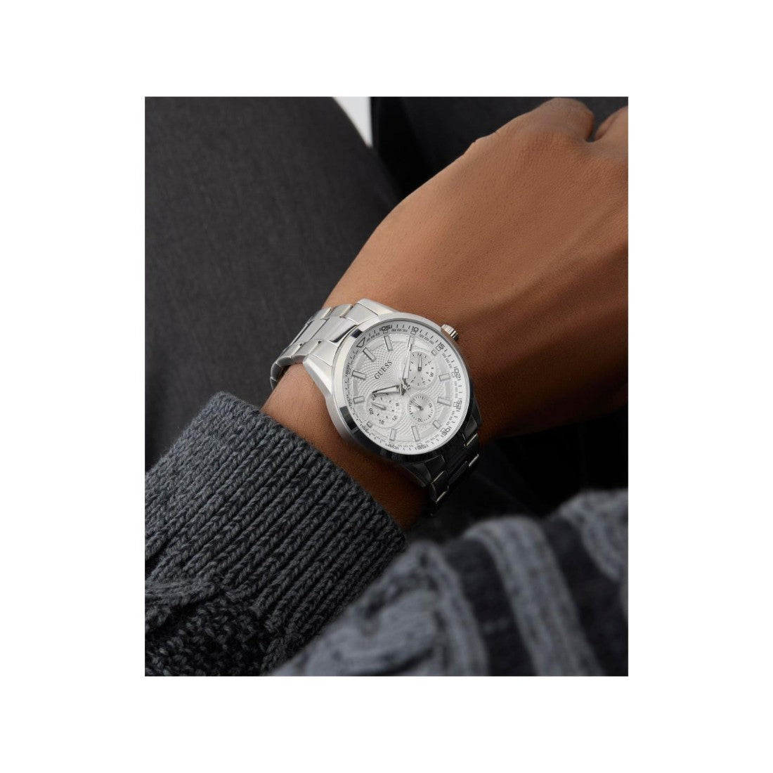 Guess Sport Men 44 mm Silver Dial Chrono Watch GW0963G1
