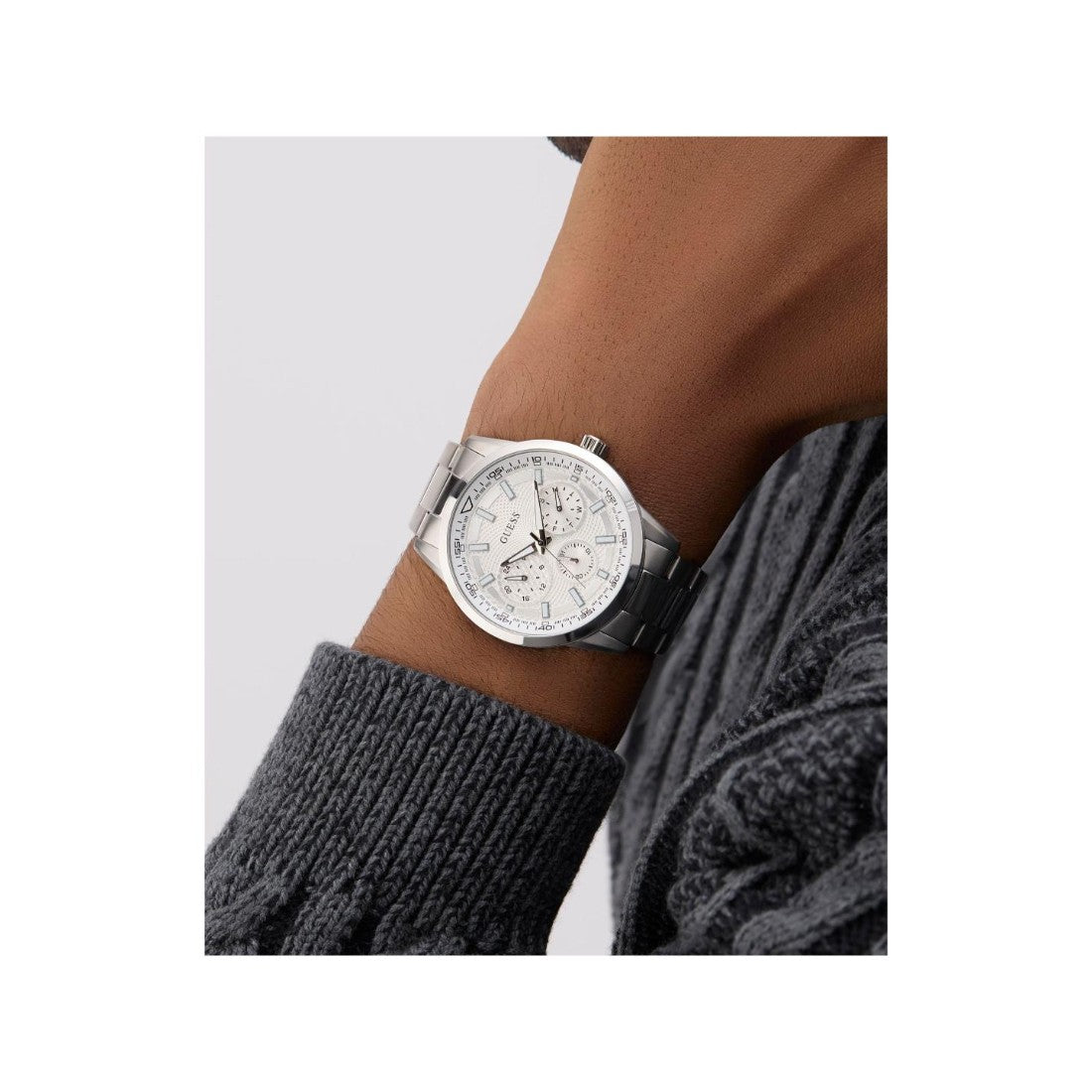Guess Sport Men 44 mm Silver Dial Chrono Watch GW0963G1
