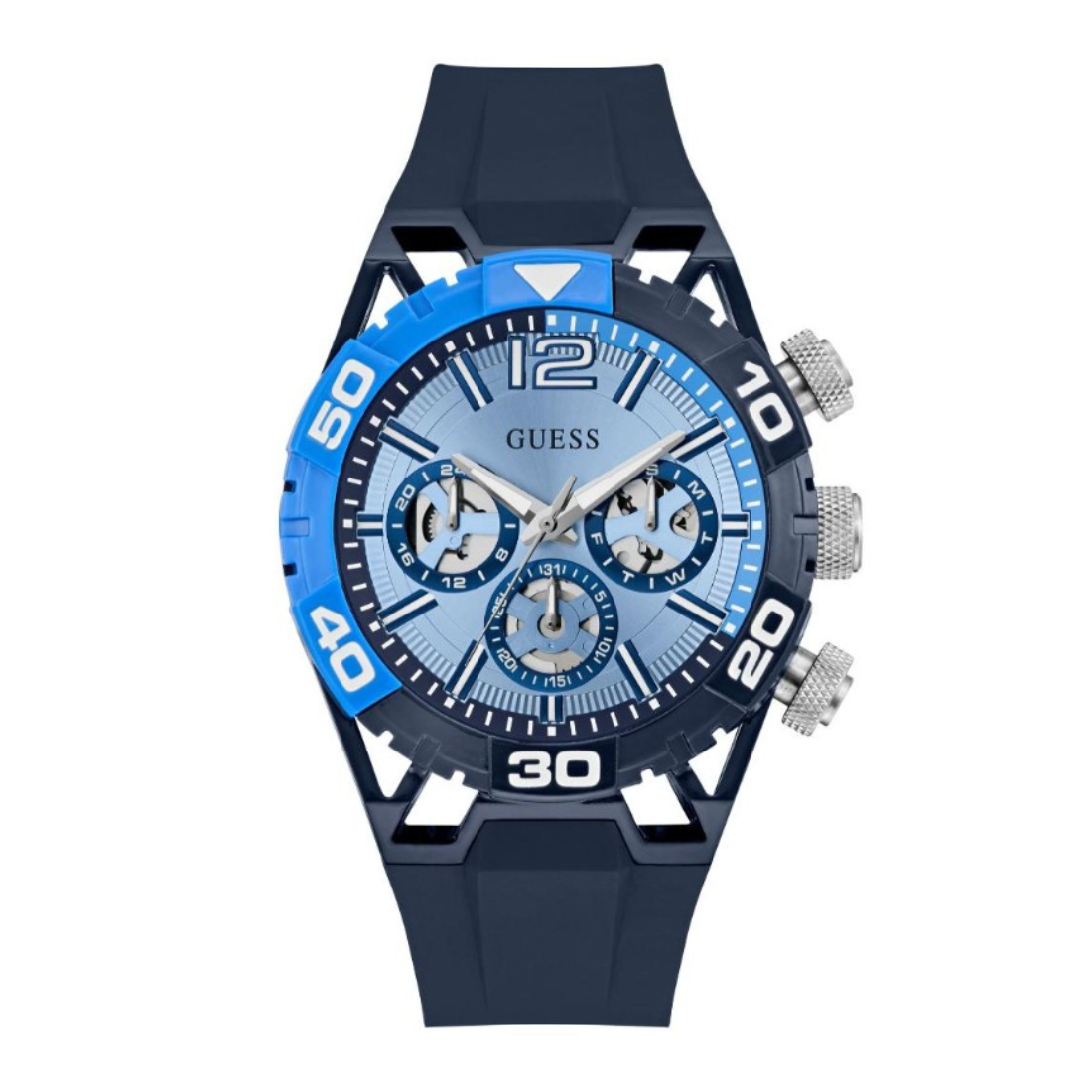 Guess Sport Men 46 mm Ice Blue Dial Chrono Watch GW0966G1