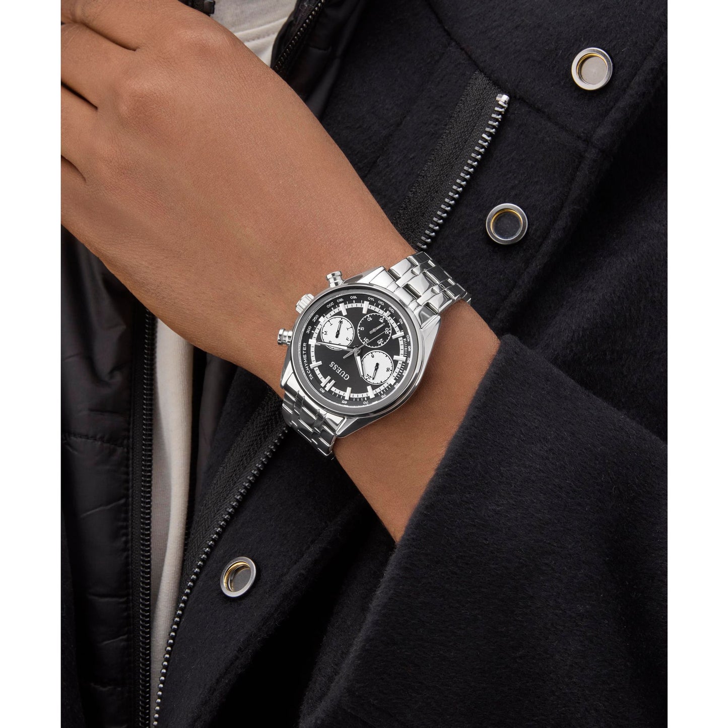Guess Dress 44 mm Black Dial Men Chrono Watch GW0971G1