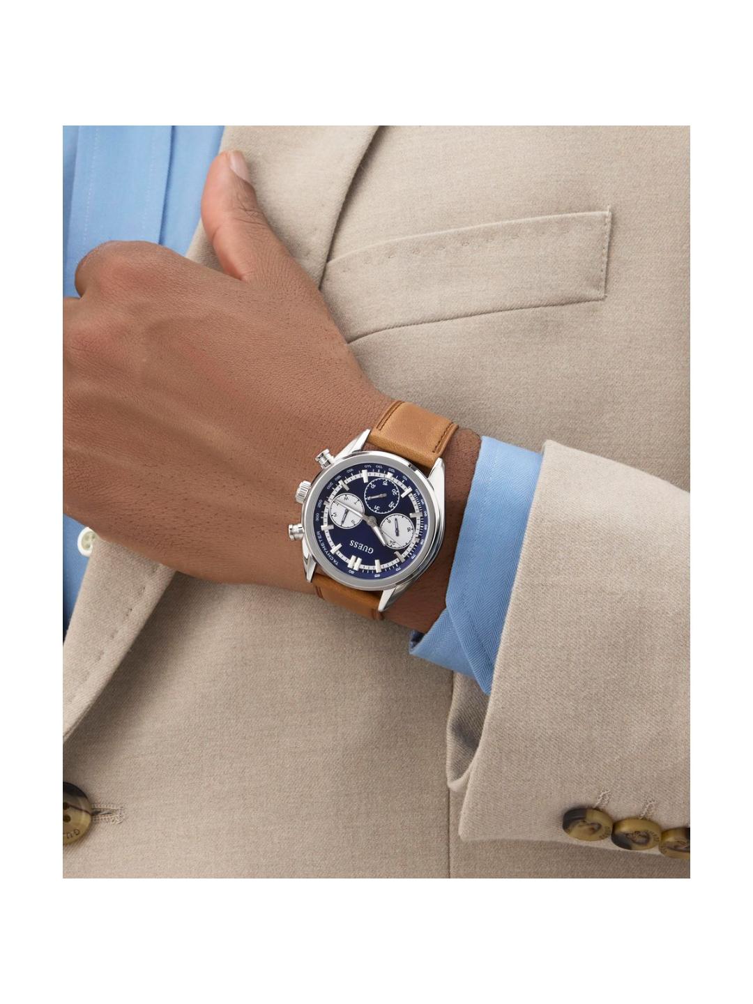 Guess Dress Men 44 mm Blue Dial Chrono Watch GW0972G1