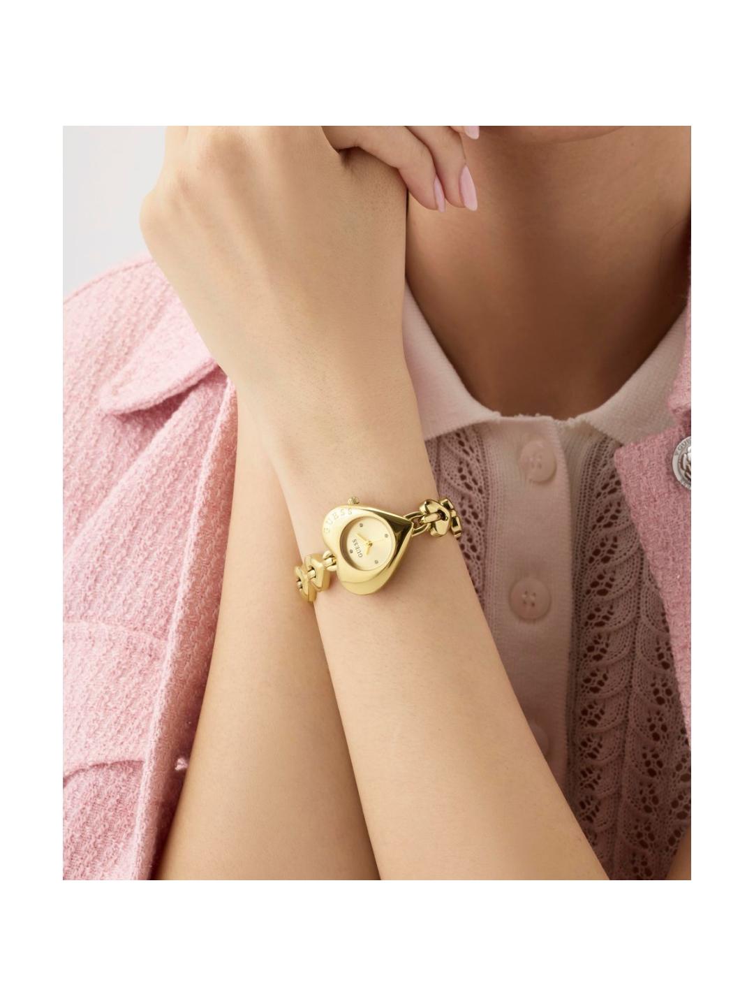 Guess Bejeweled Women 28 mm Gold Dial Analog Watch GW0992L2