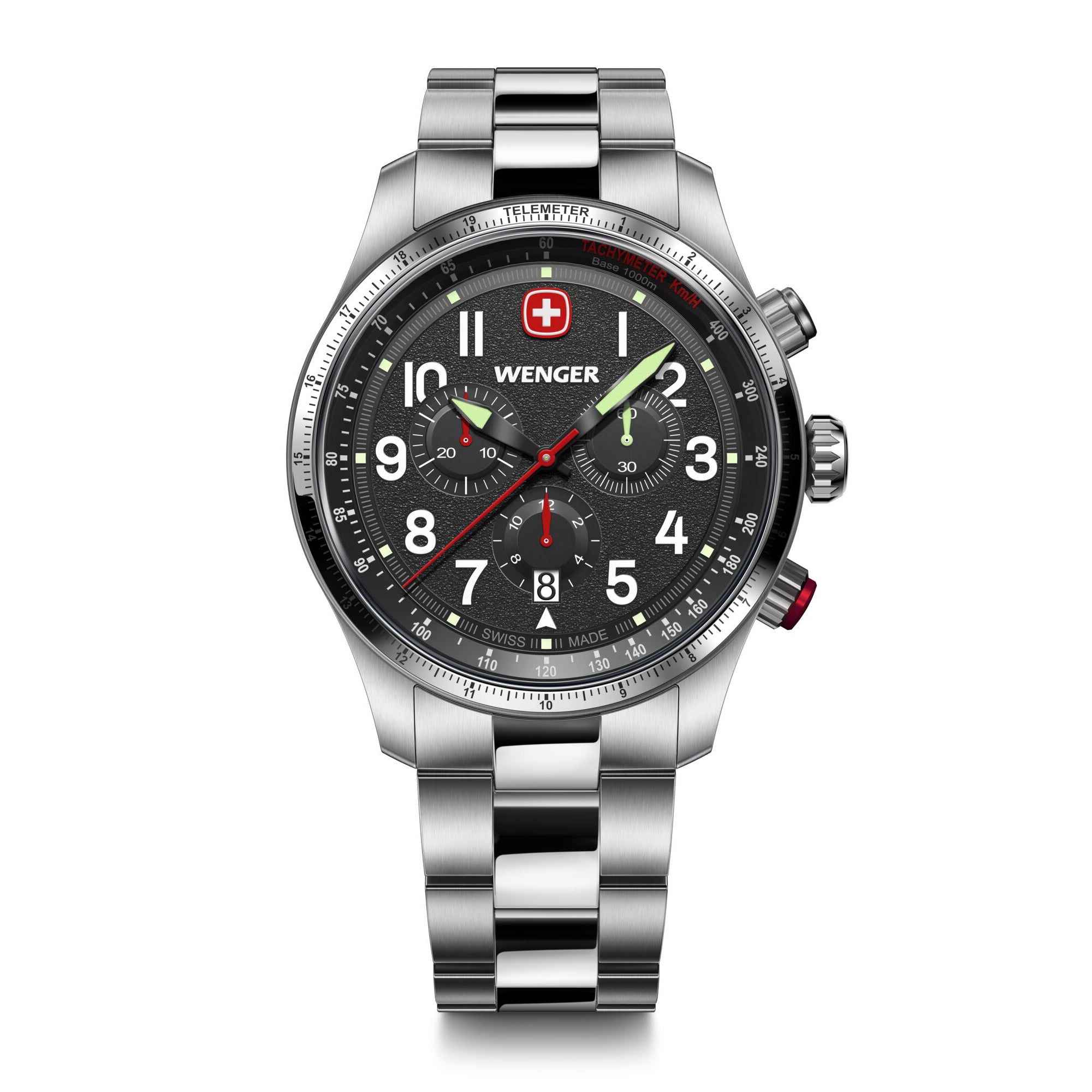Wenger Terragraph Chrono 43 mm Black Dial Men Watch 01.0543.111
