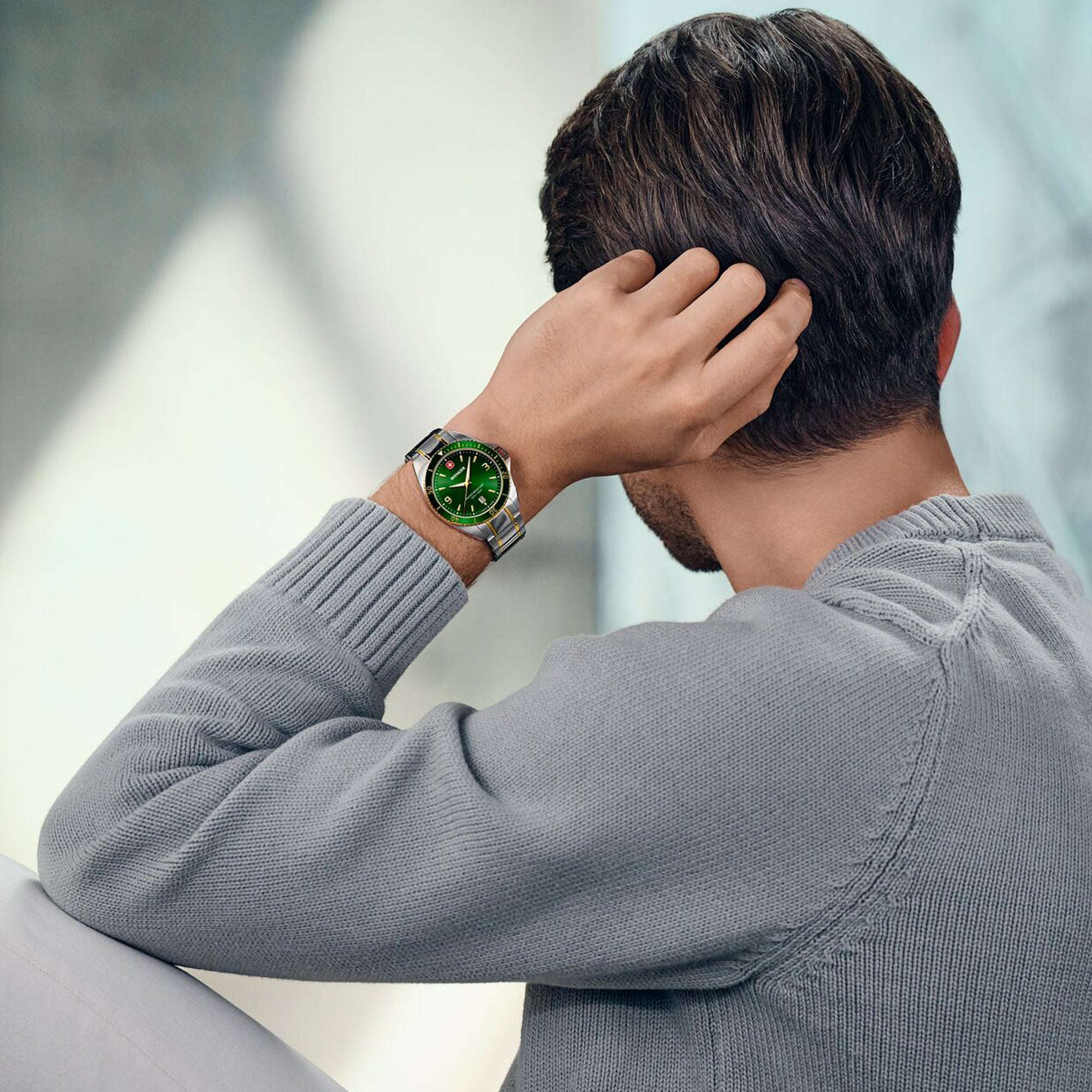 Wenger Executive 40 mm Green Dial Silver Men Analog Watch 01.2031.105
