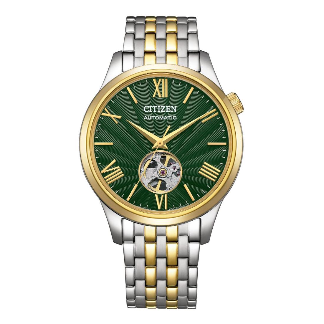 Citizen Mechanical Open Heart 40 mm Green Dial Men Watch- NH9134-83X