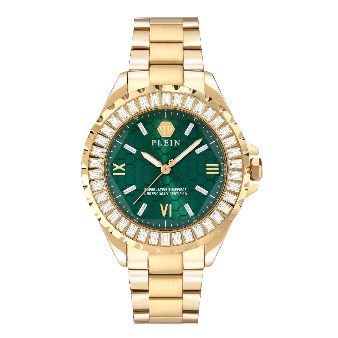 Philipp Plein Date Superlative 38 mm Green Dial Analog Women Watch PWPOA0924