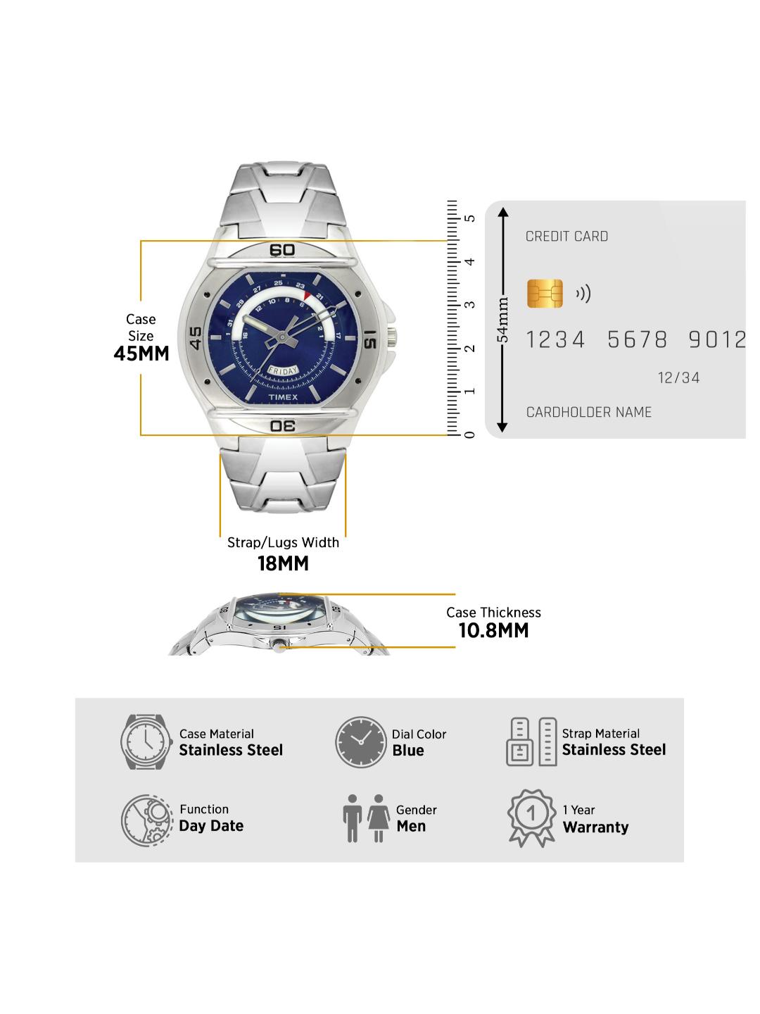 Timex Fashion 45mm Blue Dial Analog Men Watch TW000EL08