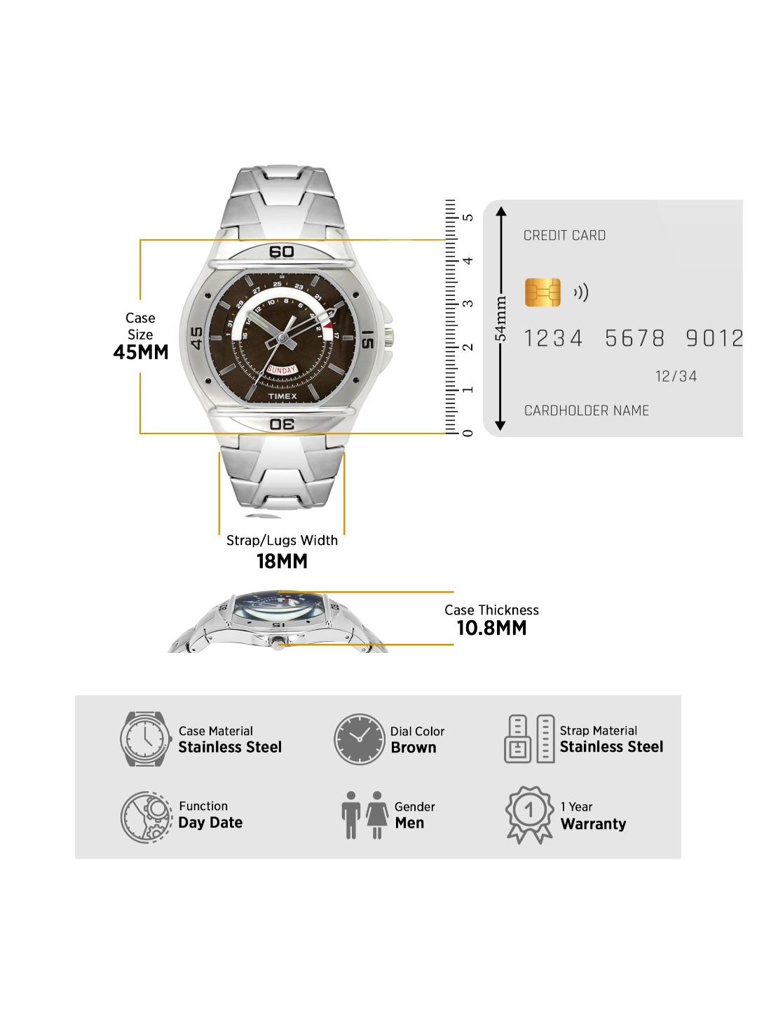 Timex Fashion 45mm Brown Dial Analog Men Watch TW000EL09