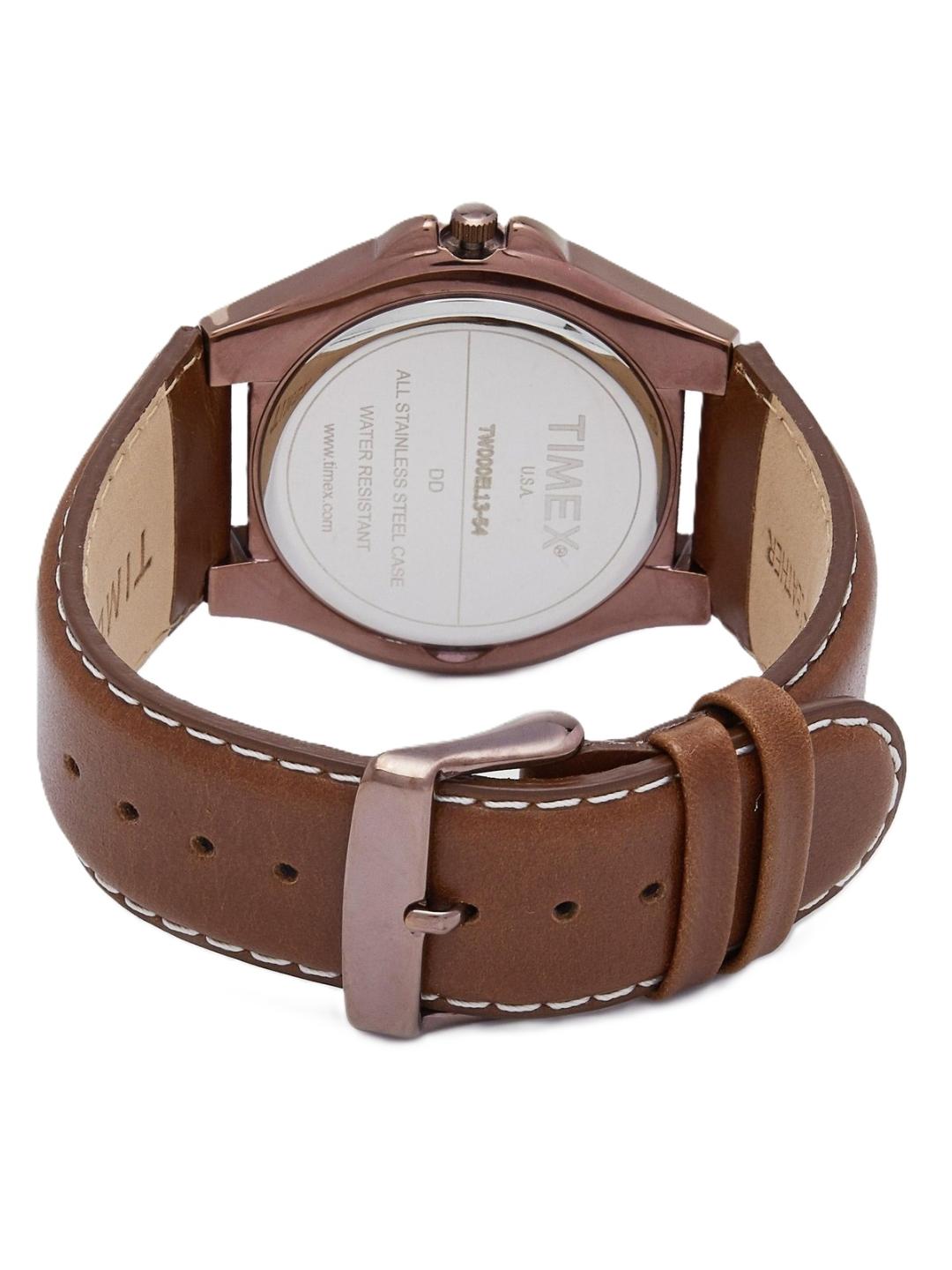 Brown watch with leather strap on a white background