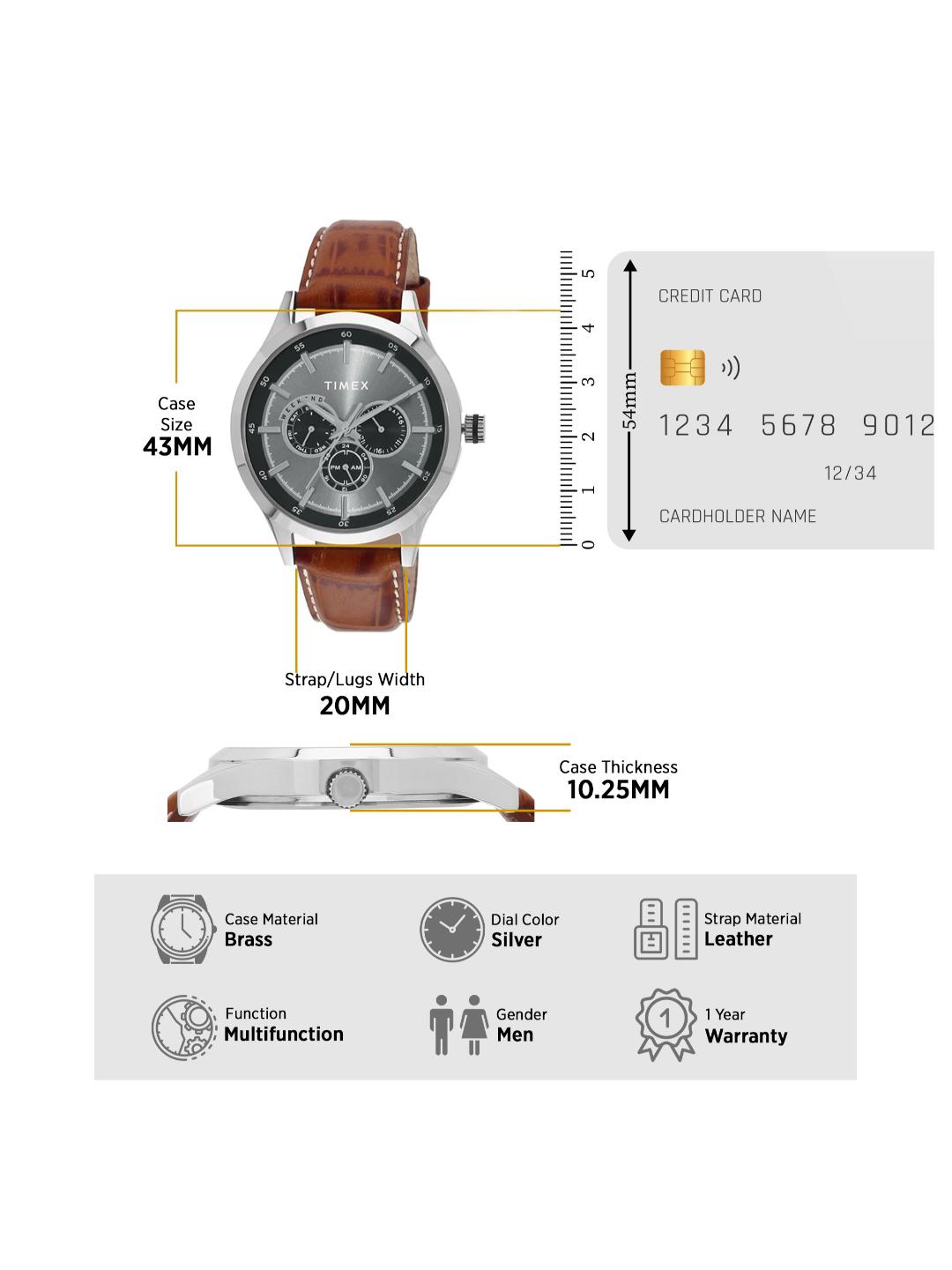 Timex Fashion 43mm Silver Dial Analog Men Watch TW000T308
