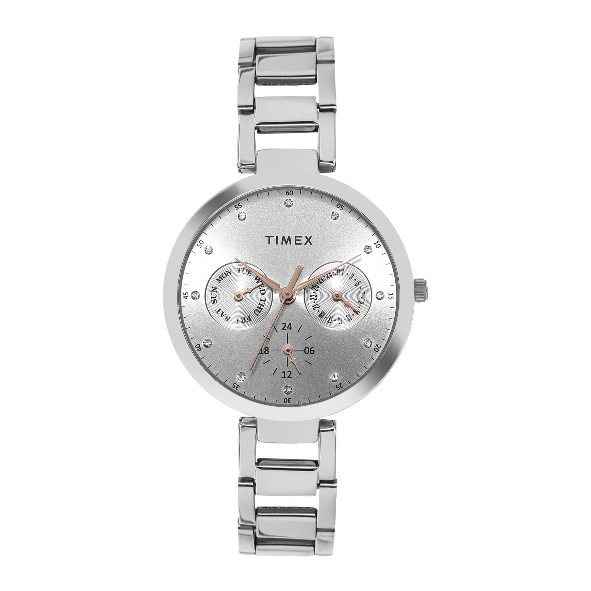 Timex 35 mm Silver Dial Women Multifunction Watch TW000X204