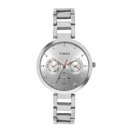 Timex Silver Dial Women Multifunction Watch - TW000X204