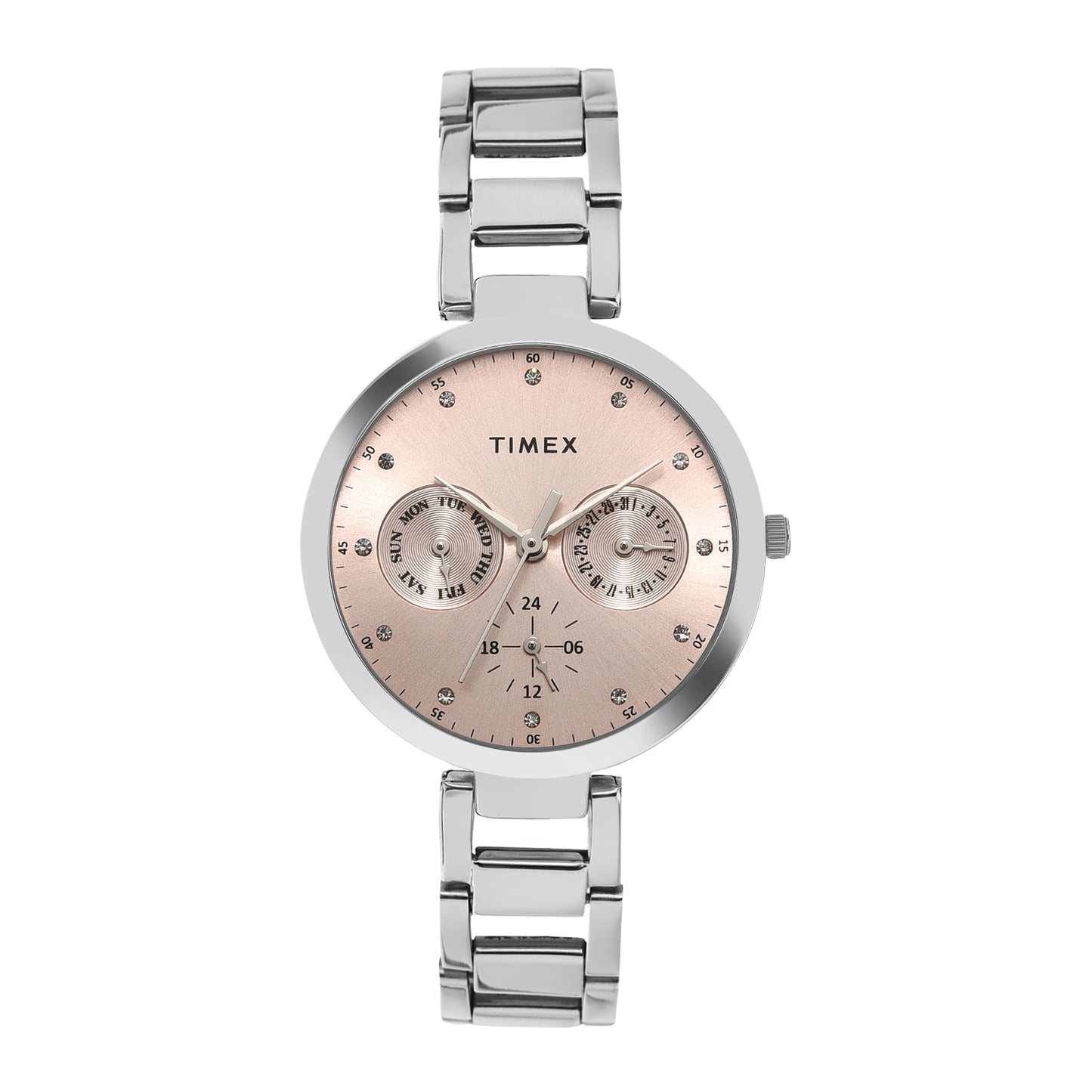 Timex Pink Dial Women Multifunction Watch - TW000X206