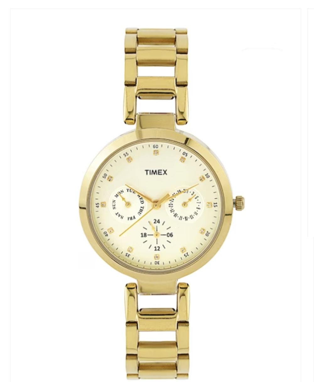 Timex 35 mm Champagne Dial Women Multifunction Watch TW000X208