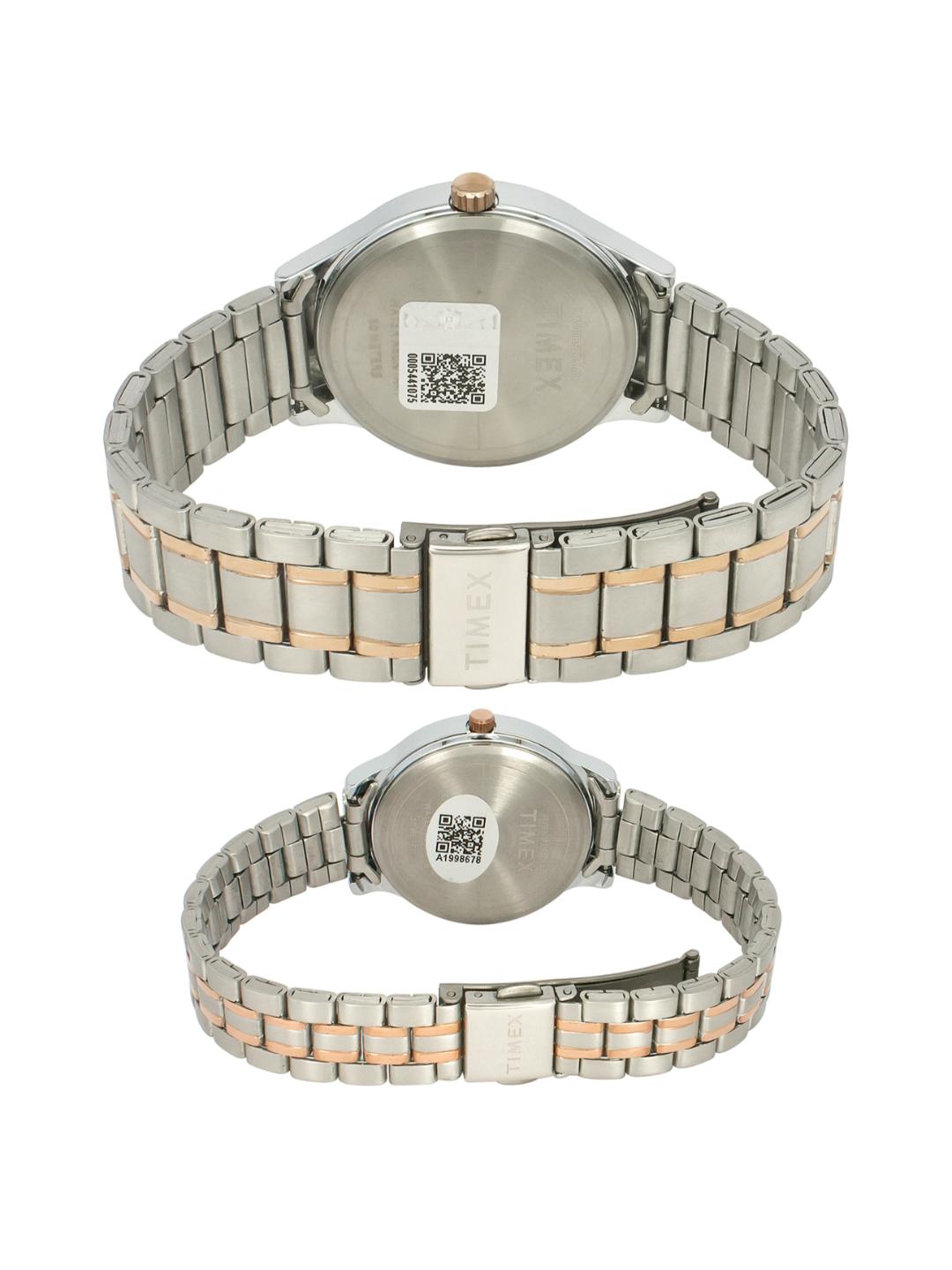 Timex Empera 43mm Silver Dial Analog Pair Watch TW00PR285