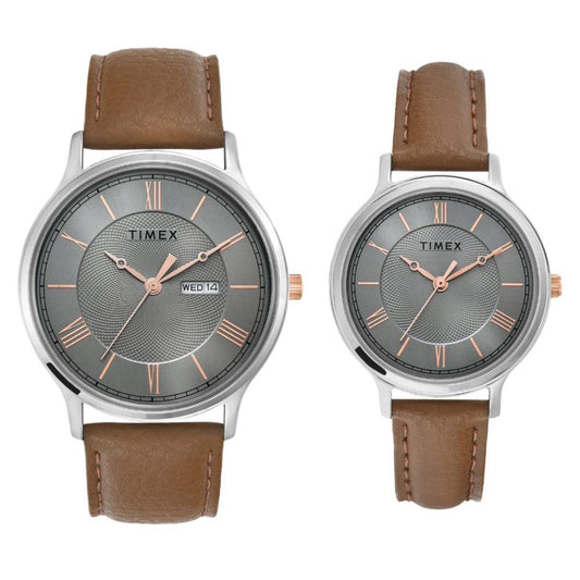 Timex Classics Grey Dial Analog Unisex Pair Watch - TW00PR300