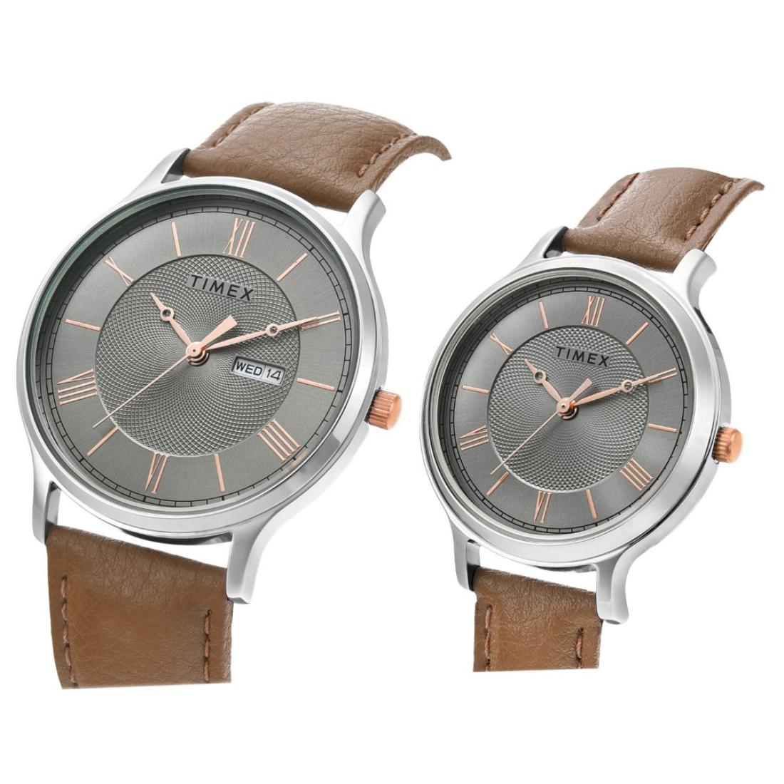 Timex 32 mm Classics Grey Dial Analog Unisex Pair Watch TW00PR300