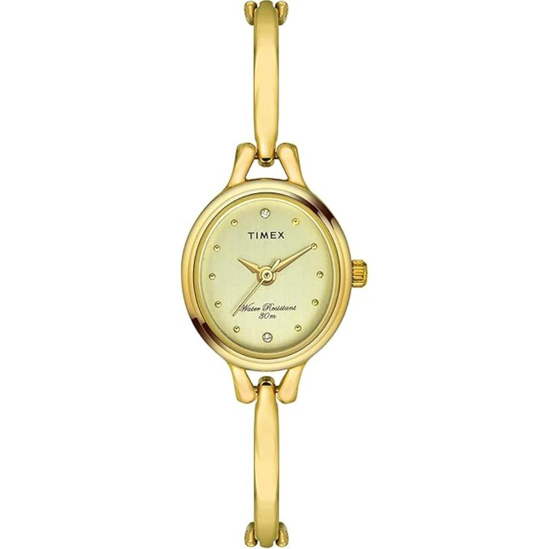Timex Women 21 mm Size Gold Dial Analog Watch TW0TL9311