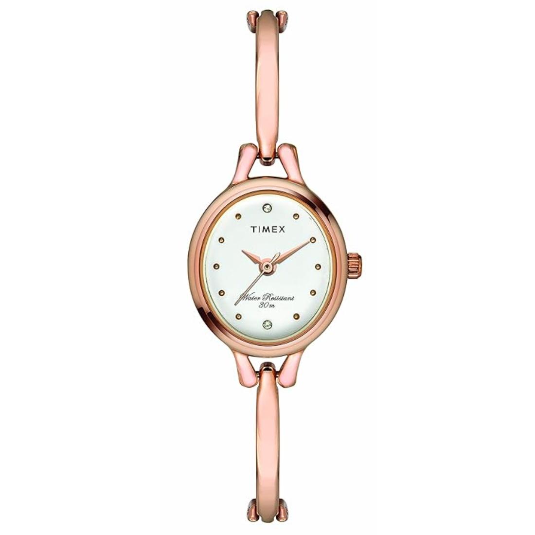 Timex Women 21 mm Size Rose Gold Dial Analog Watch TW0TL9313