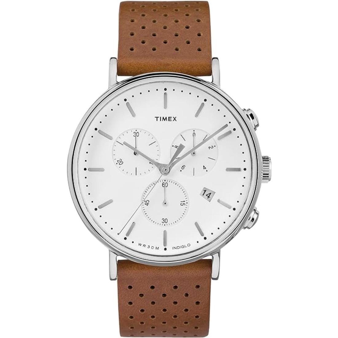 Timex Men 41 mm Size White Dial Leather Multifunctional Analog Watch TW2R26700