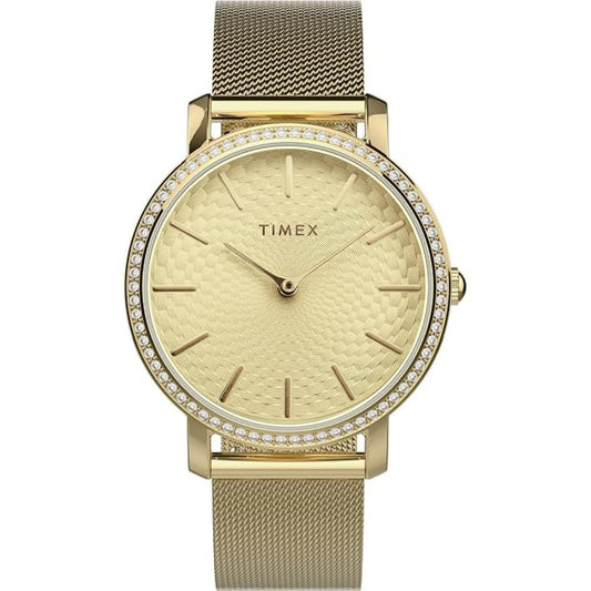 Timex Women 34 mm Size Gold Tone Dial Analog Watch- TW2V52200