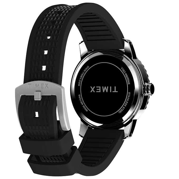 Timex Trend Analog Black Round Dial & Black Silicone Two- Piece Band Water Resistant Men's Wrist Watch TW2W60600