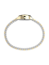 A two-tone metal watch band with a gold and silver link design, shown from the back against a plain white background.