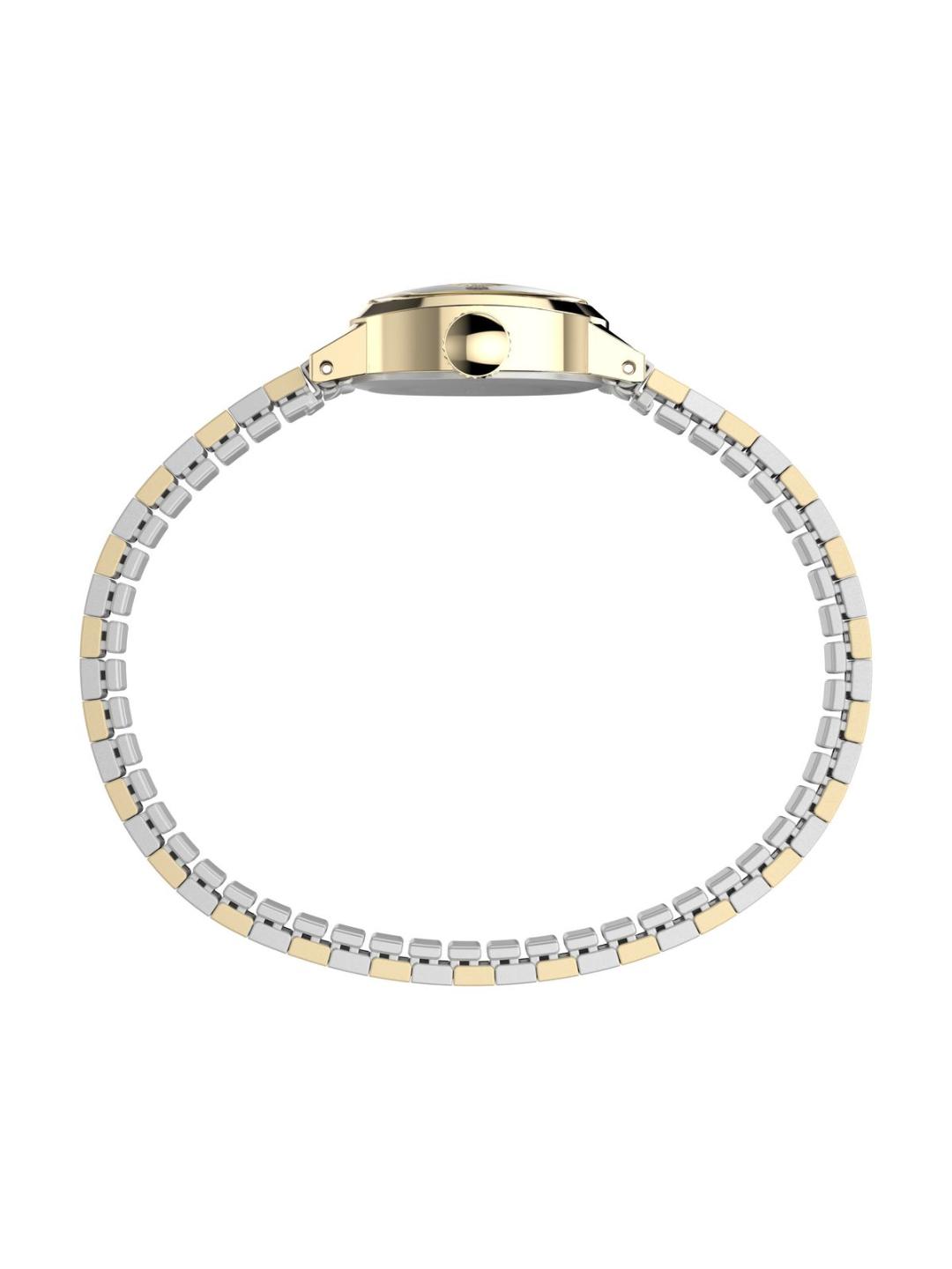 A two-tone metal watch band with a gold and silver link design, shown from the back against a plain white background.