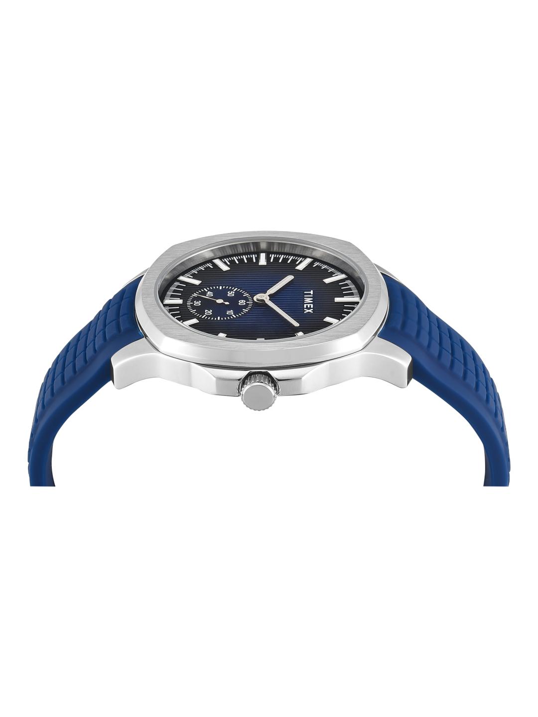 Timex Men 42 mm Quartz Analog Blue Dial Silicon Strap Watch TWEG352SMU02