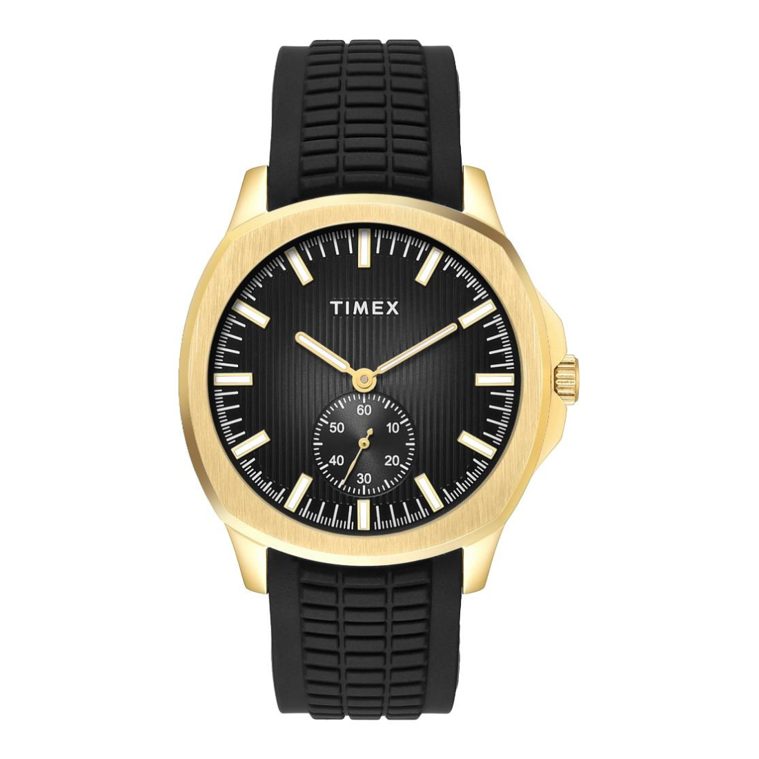 Timex Men's Black Textured Dial Analogue Watch with Tan Brown Leather Strap