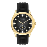 Timex Men's Black Textured Dial Analogue Watch with Tan Brown Leather Strap
