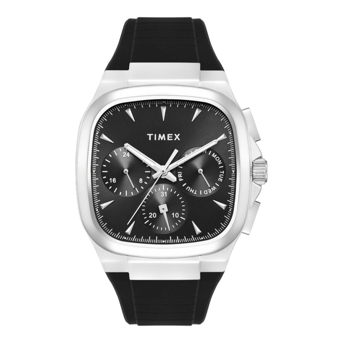 Timex Men's Navy Blue Dial Analogue Watch with Silver Stainless Steel Strap