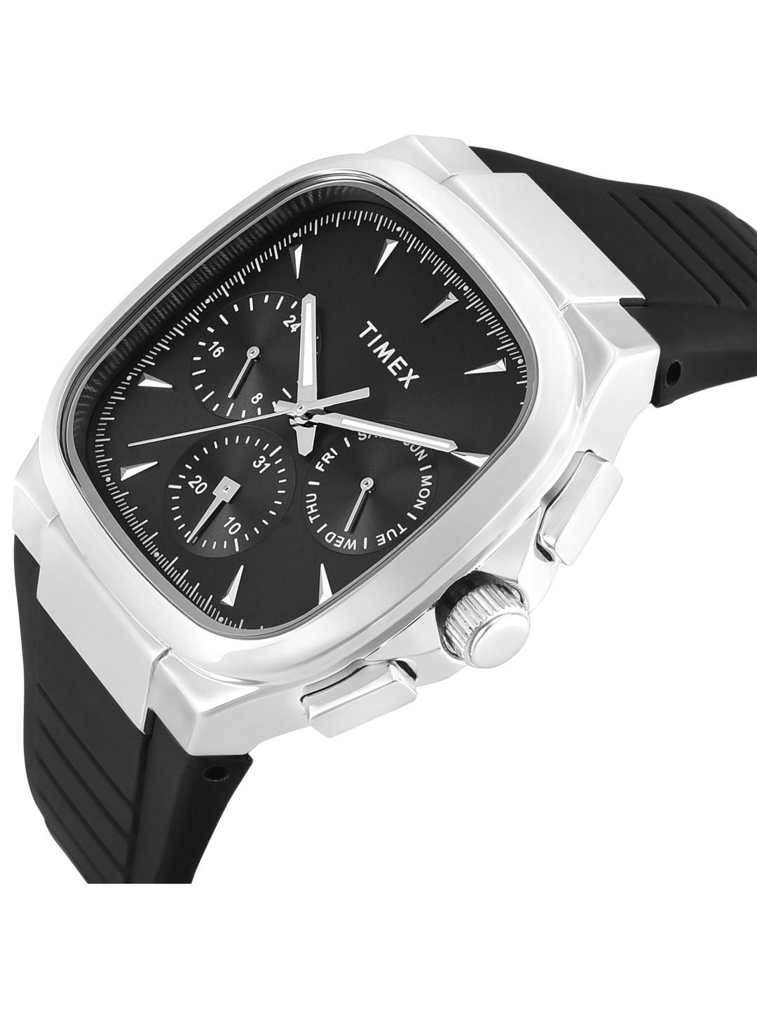 Timex Men 42.5 mm Quartz Analog Black Dial Silicon Strap Watch TWEG353SMU01