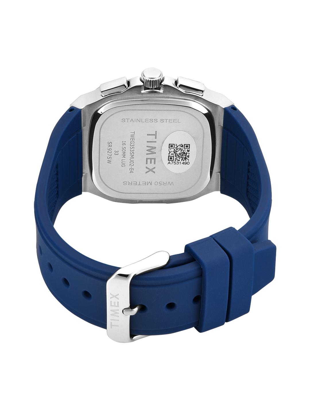 Timex Men 42.5 mm Quartz Analog Blue Dial Silicon Strap Watch TWEG353SMU02